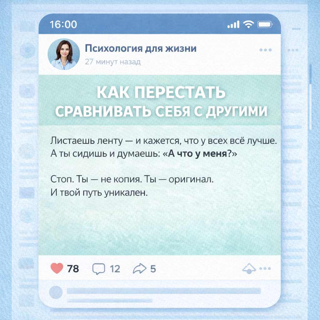 Пост «Как перестать сравнивать себя с другими»