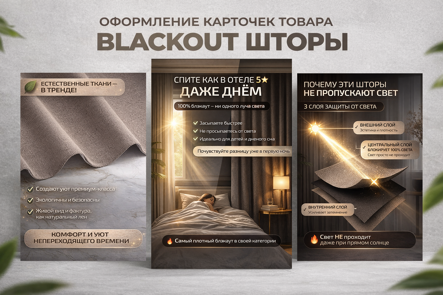 Создание дизайна карточек товара штор на вб