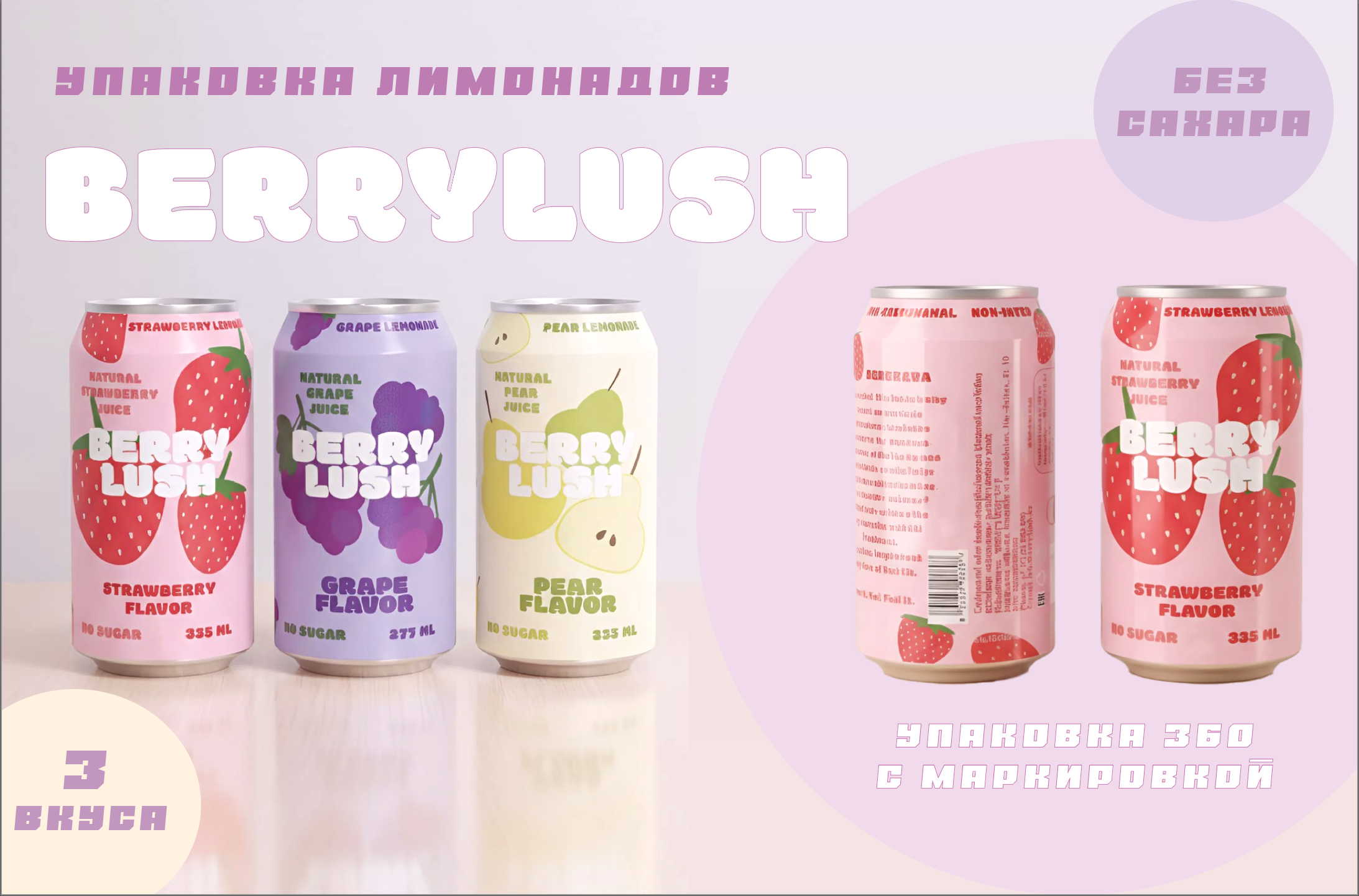 Упаковка натуральных лимонадов "BerryLush"