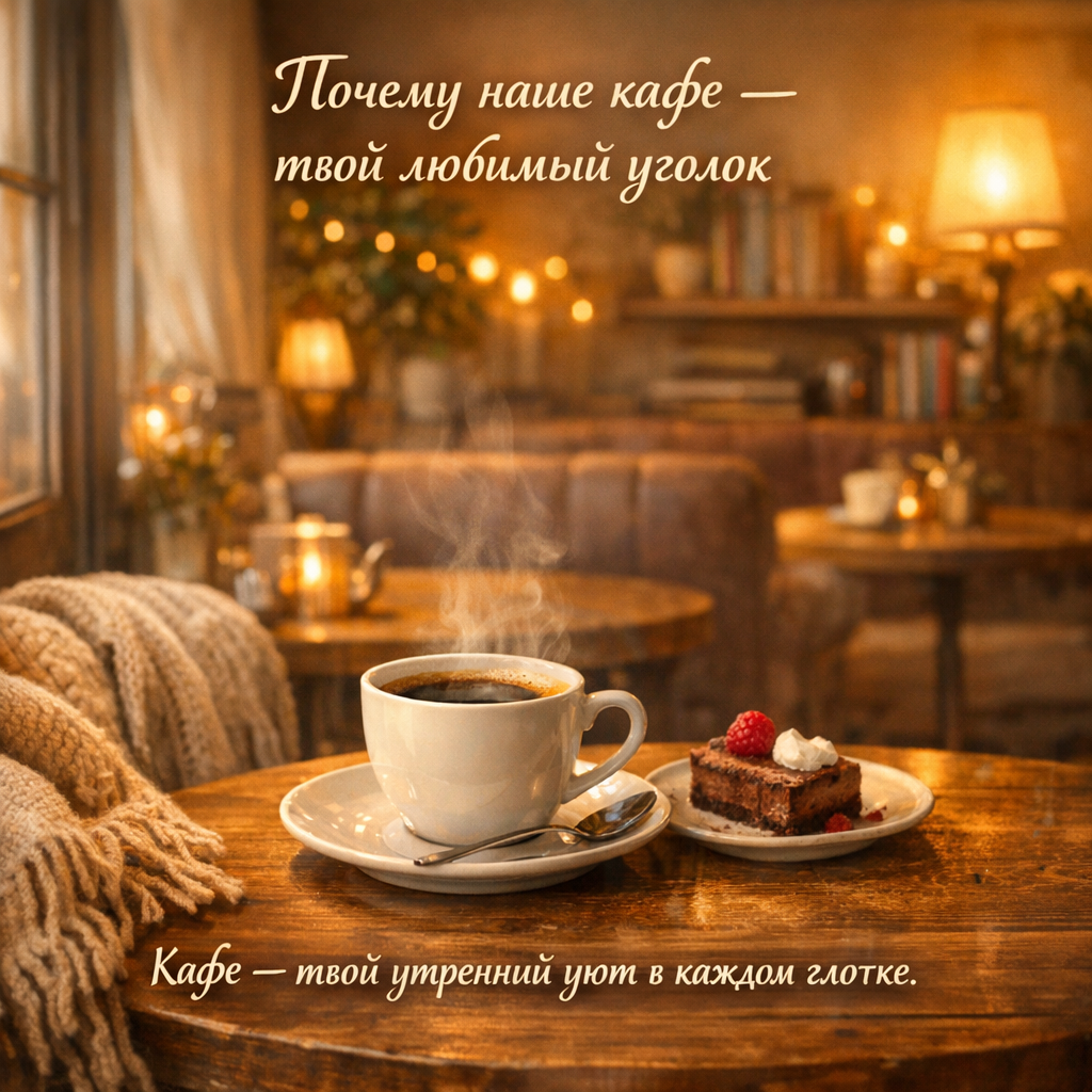 Создал обложку уютного кафе