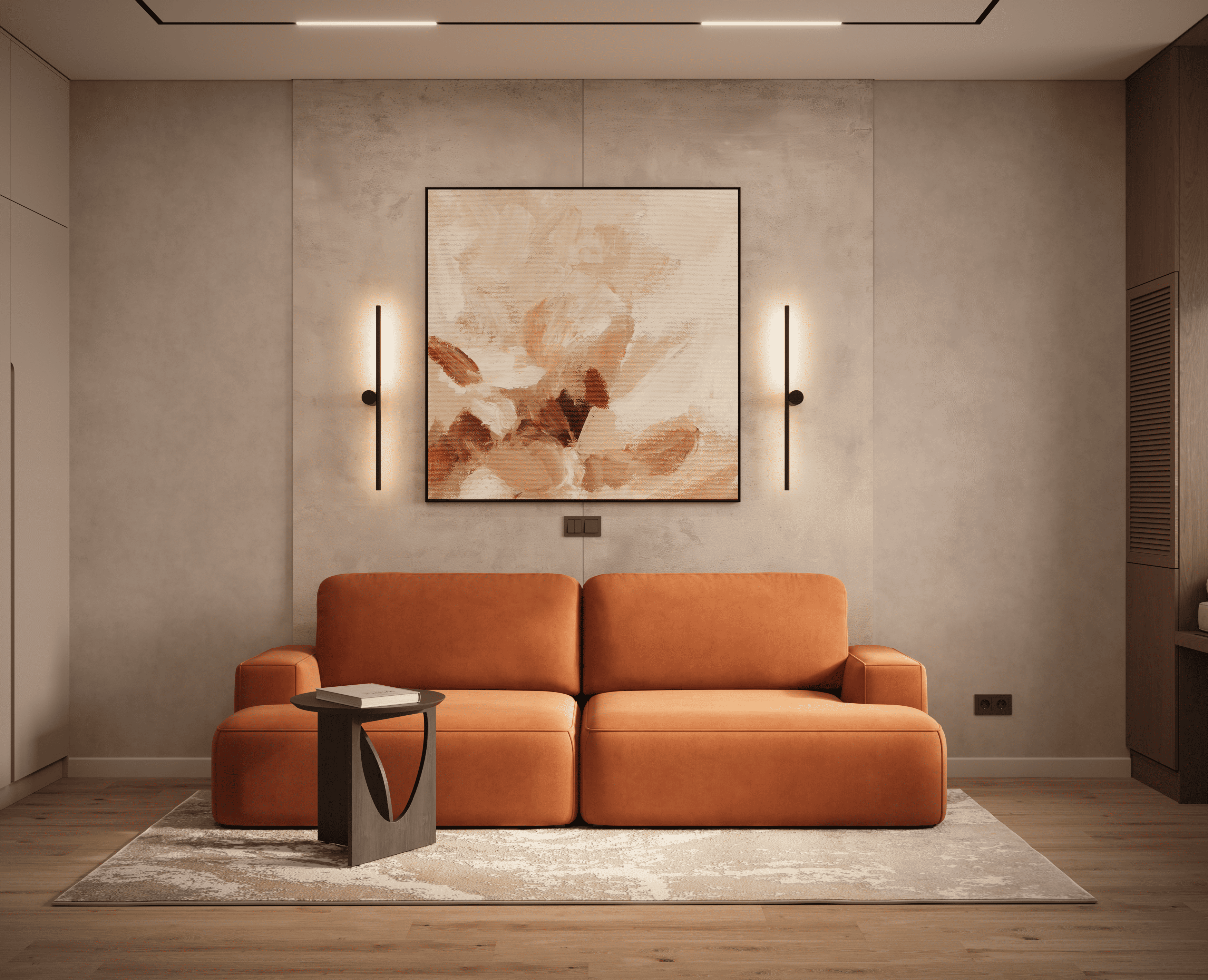 Дизайн и визуализация гостиной в квартире 72 м2