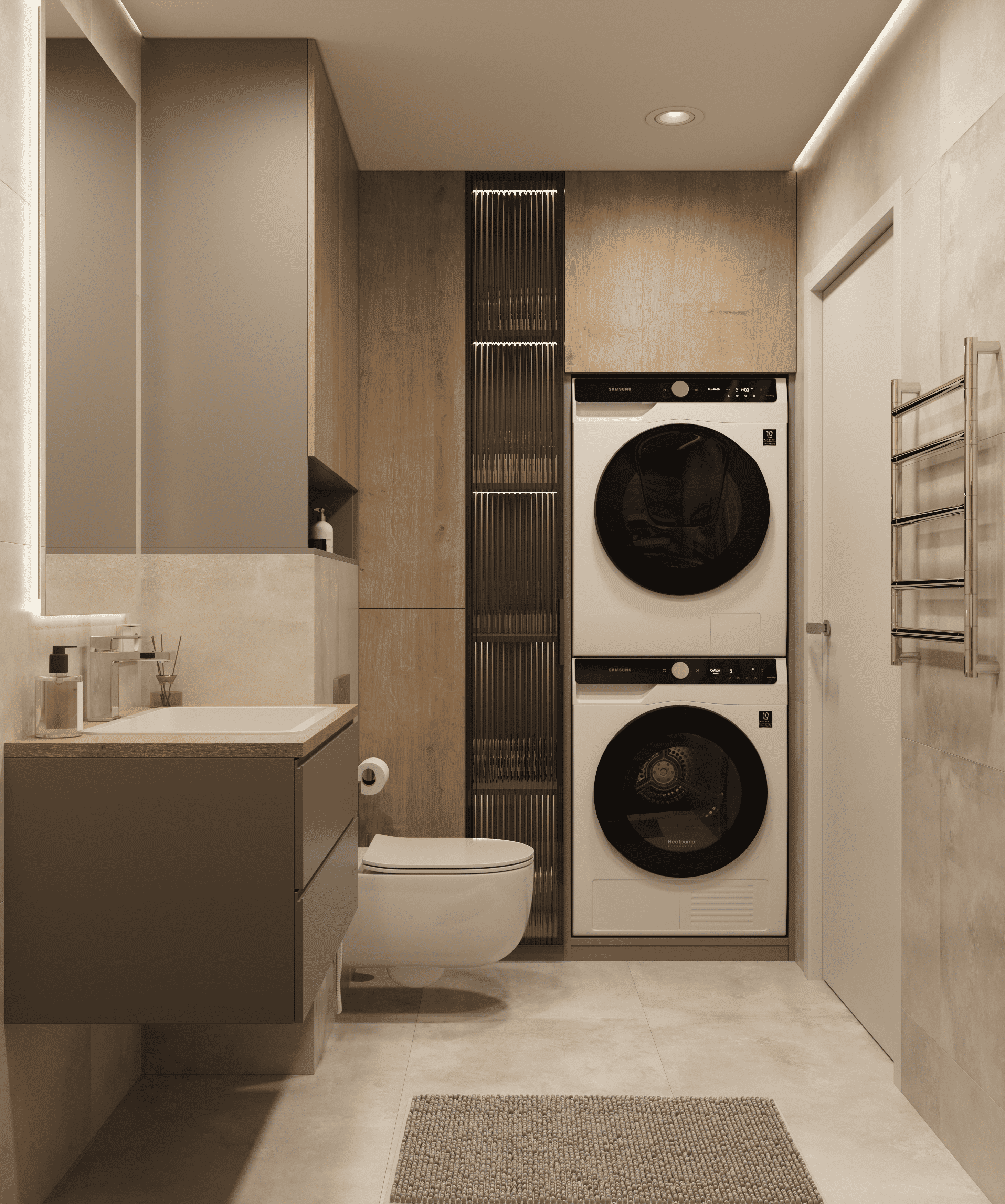 Дизайн и визуализация санузла в квартире 67 м2