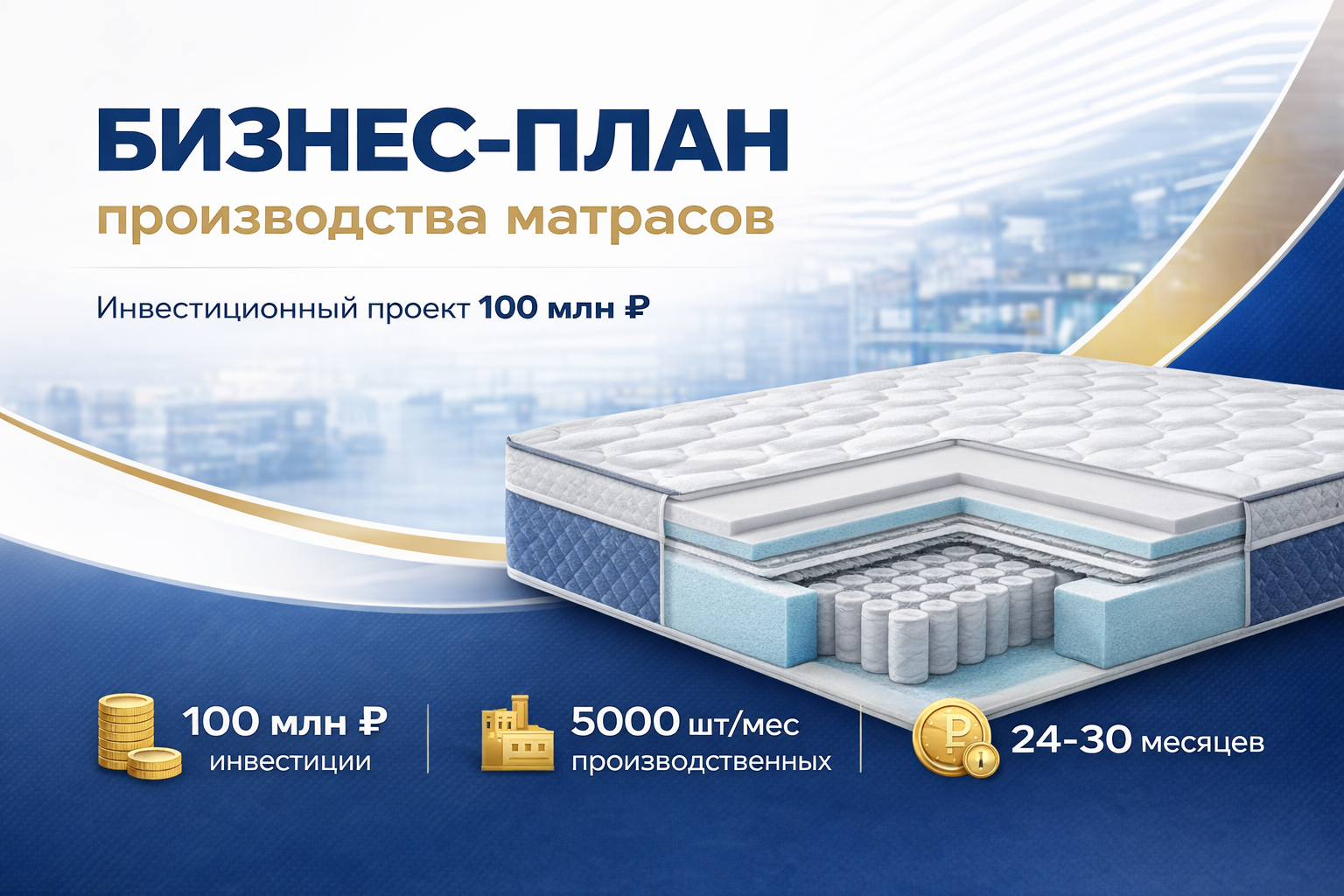 Бизнес-план производства матрасов (инвестиционный проект 100 млн ₽)