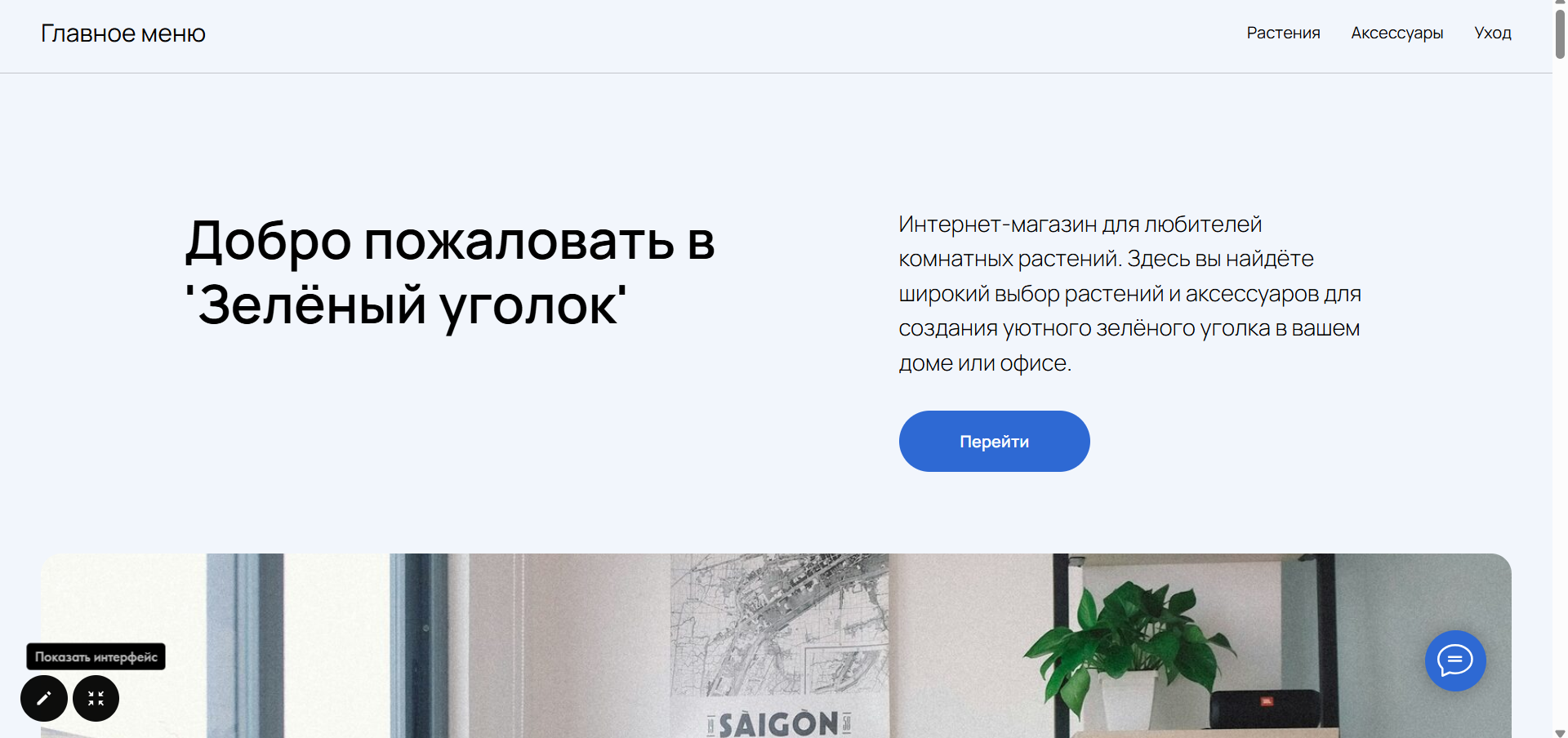 Дизайн сайта для интернет магазина комнатных растений