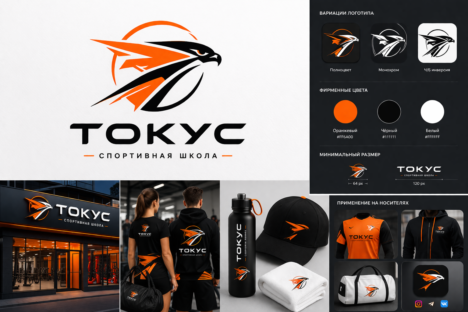 Разработка логотипа и фирменного стиля для спортивной школы «Токус»