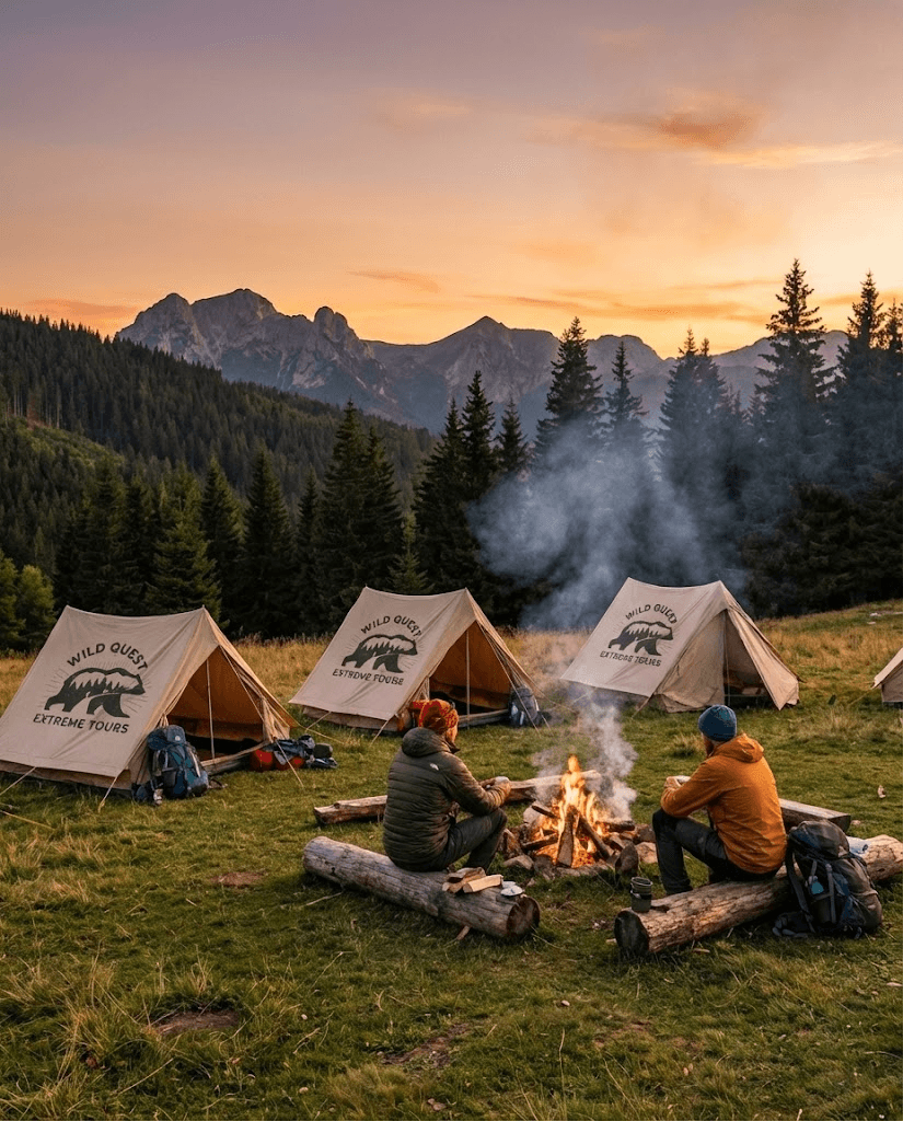 Логотип и фирменный стиль для туристической фирмы Wild Quest