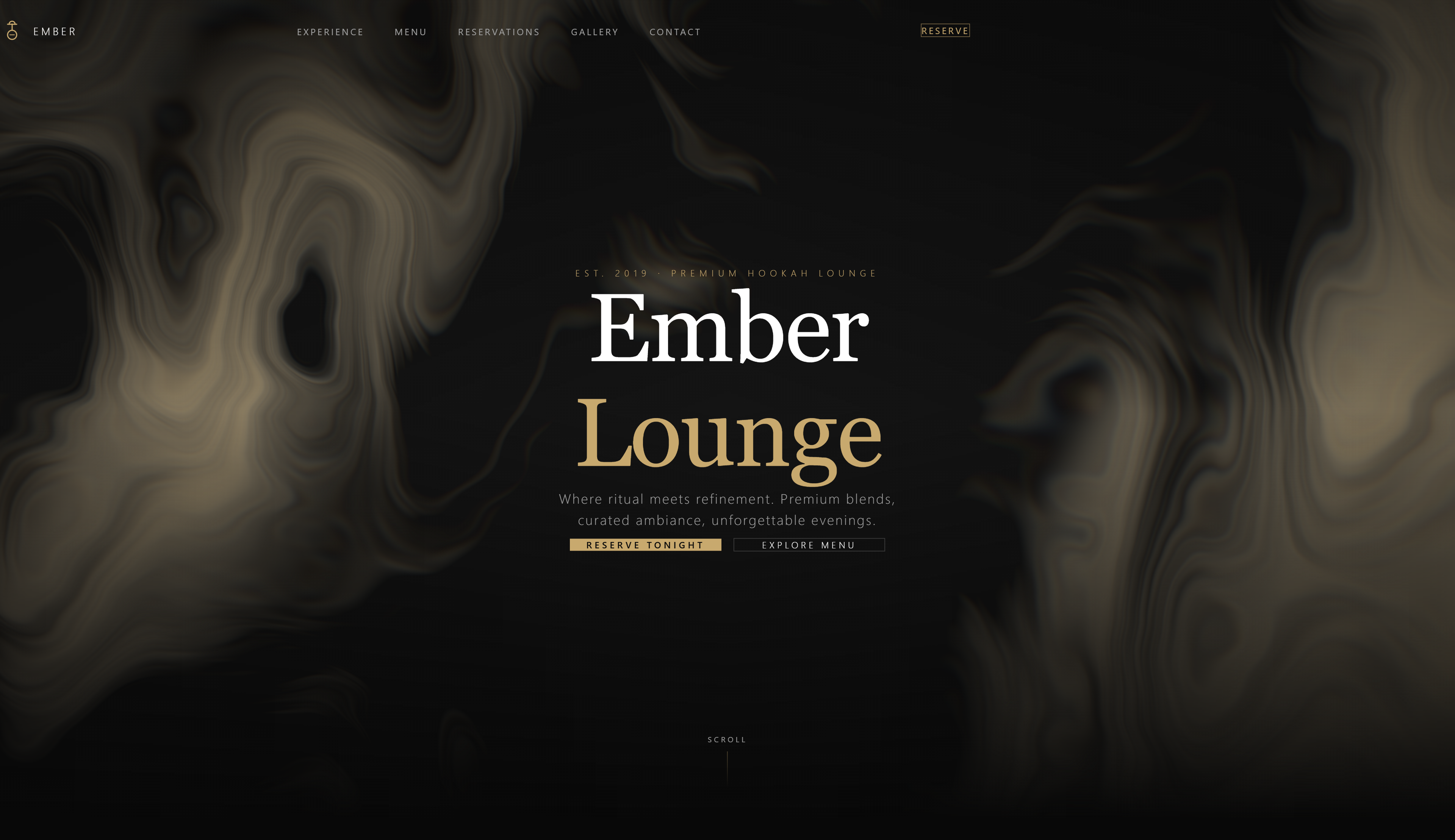Сайт премиального кальянного лаунжа «Ember Lounge»