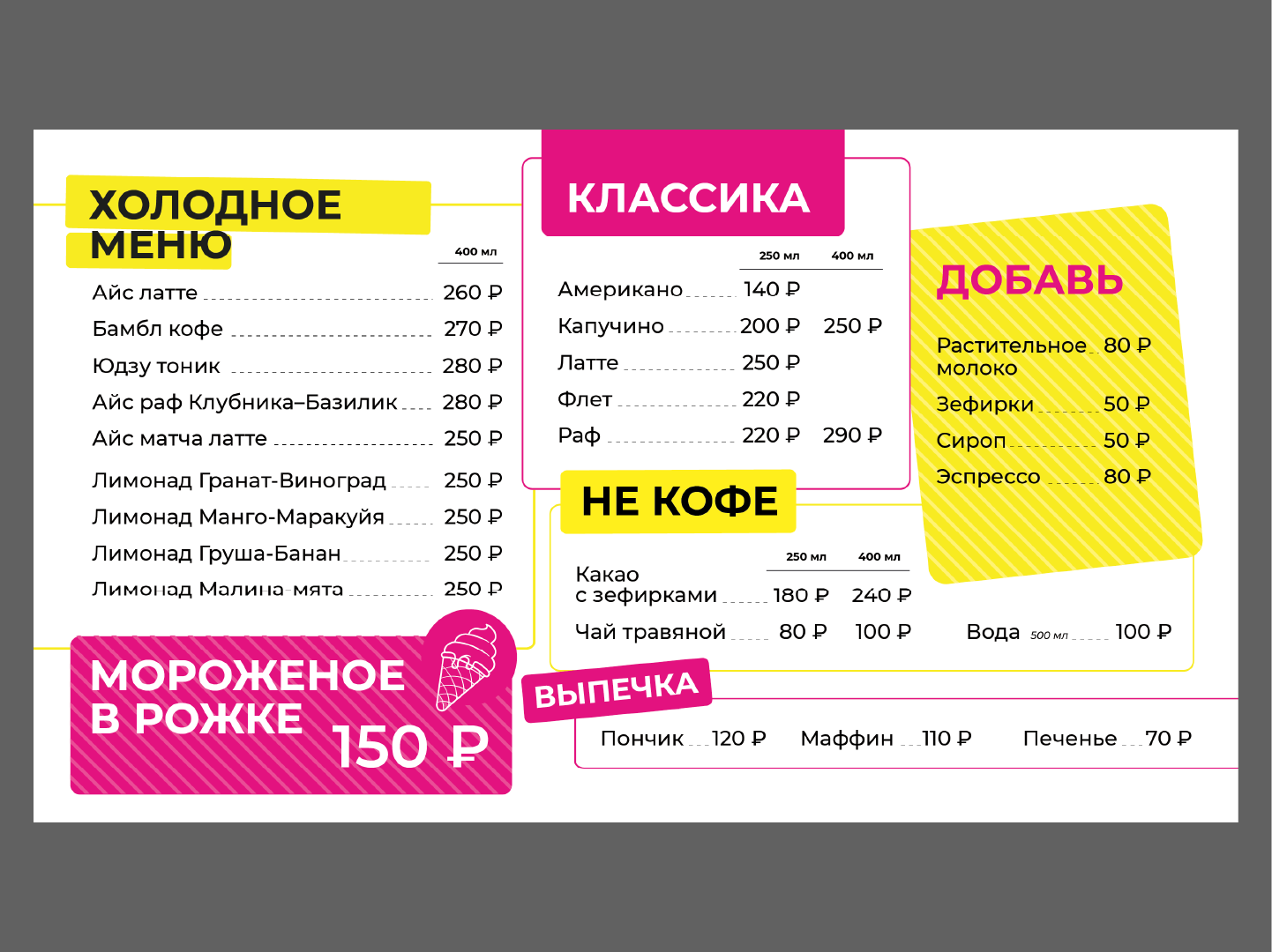 Дизайн меню для кофейни на экран