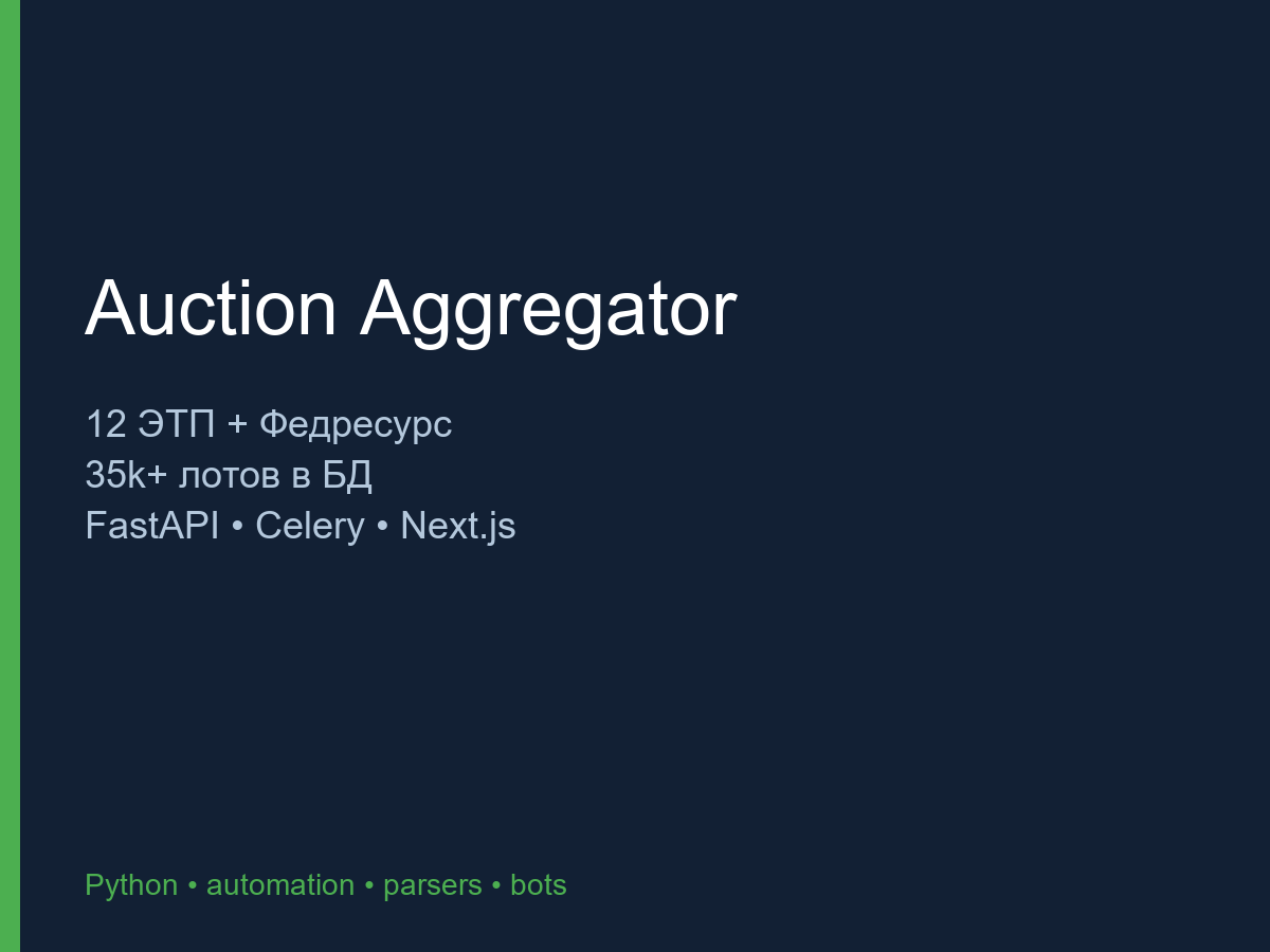 Auction Aggregator — 12 ЭТП + Федресурс