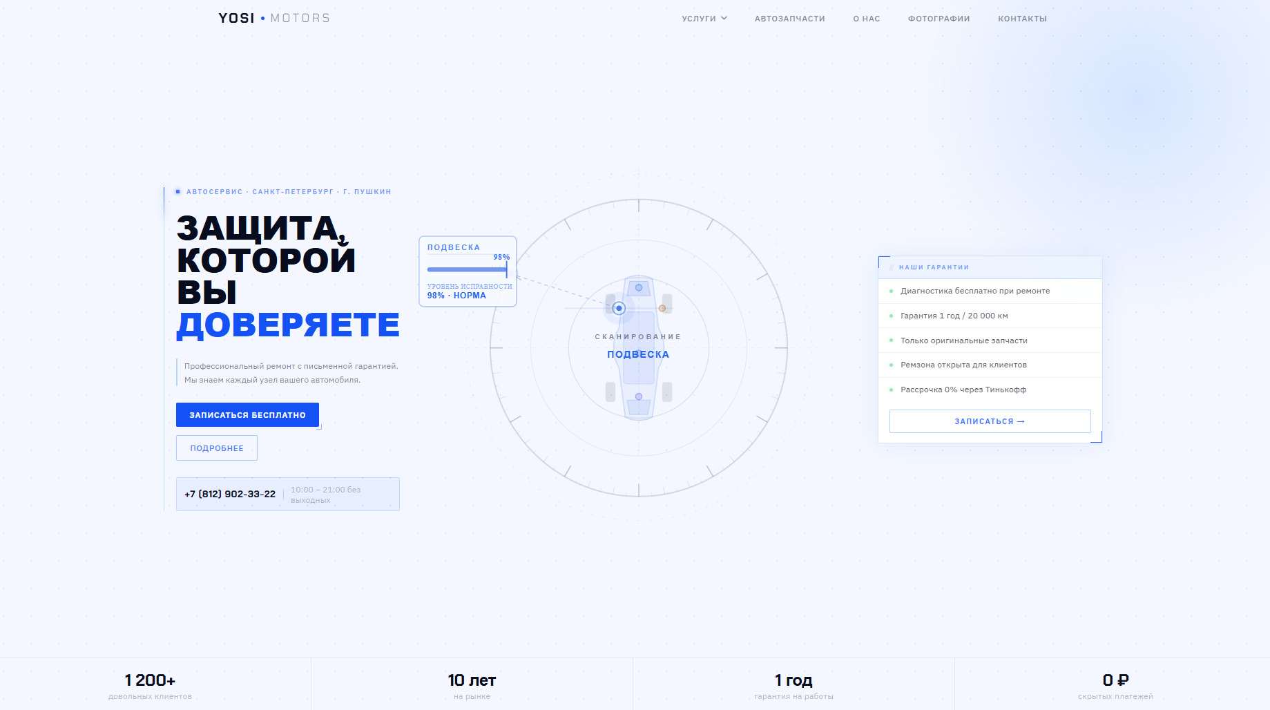 Yosi Motors — сайт автосервиса (СПб)
