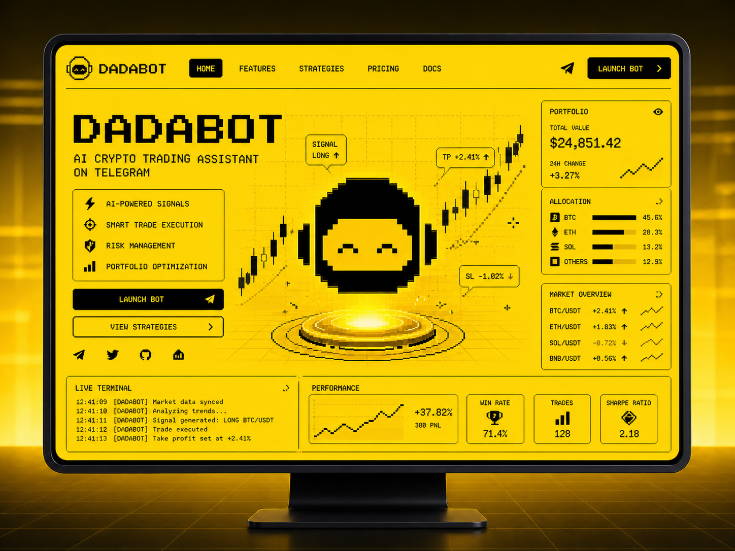 DADABOT — разработка Telegram AI-бота для криптотрейдинга и UI/UX-дизайн