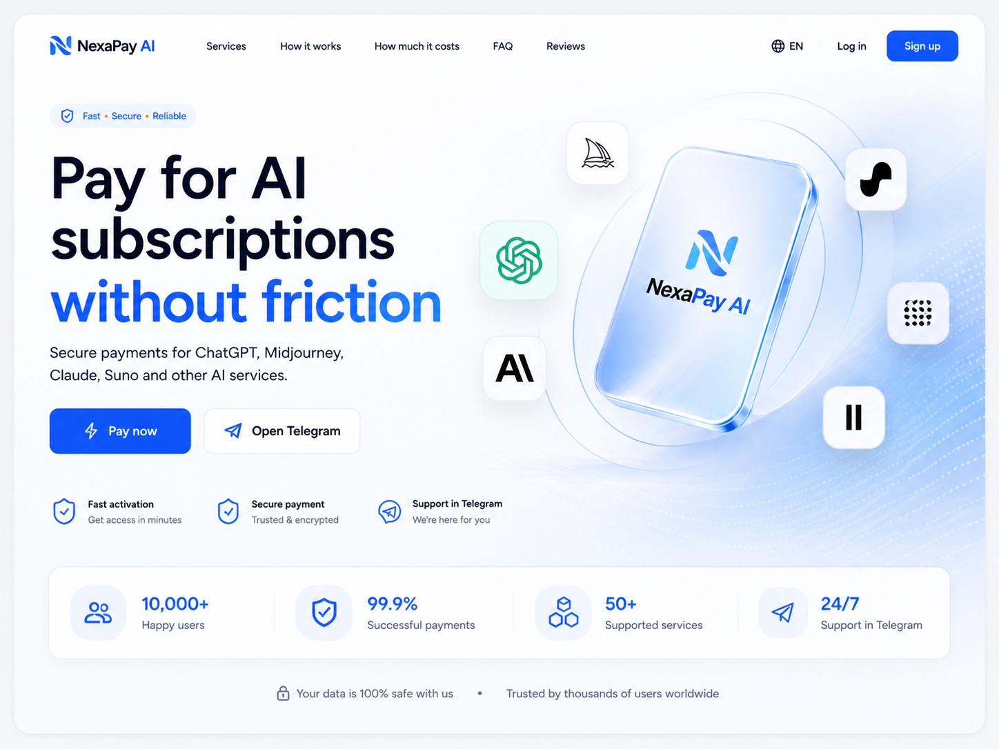 NexaPay AI — премиальный UI-дизайн лендинга для fintech-сервиса