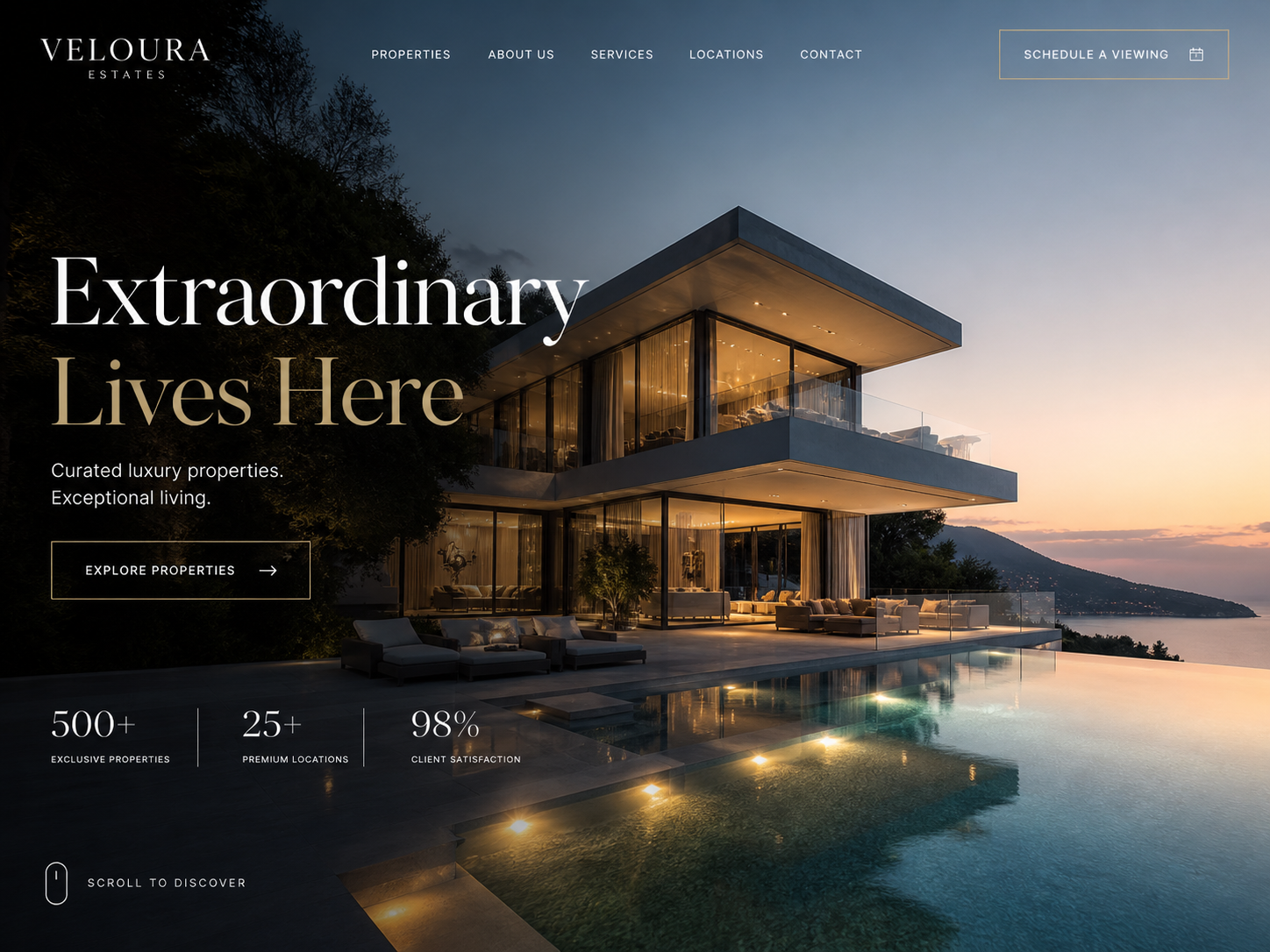 Veloura Estates — дизайн сайта элитной недвижимости