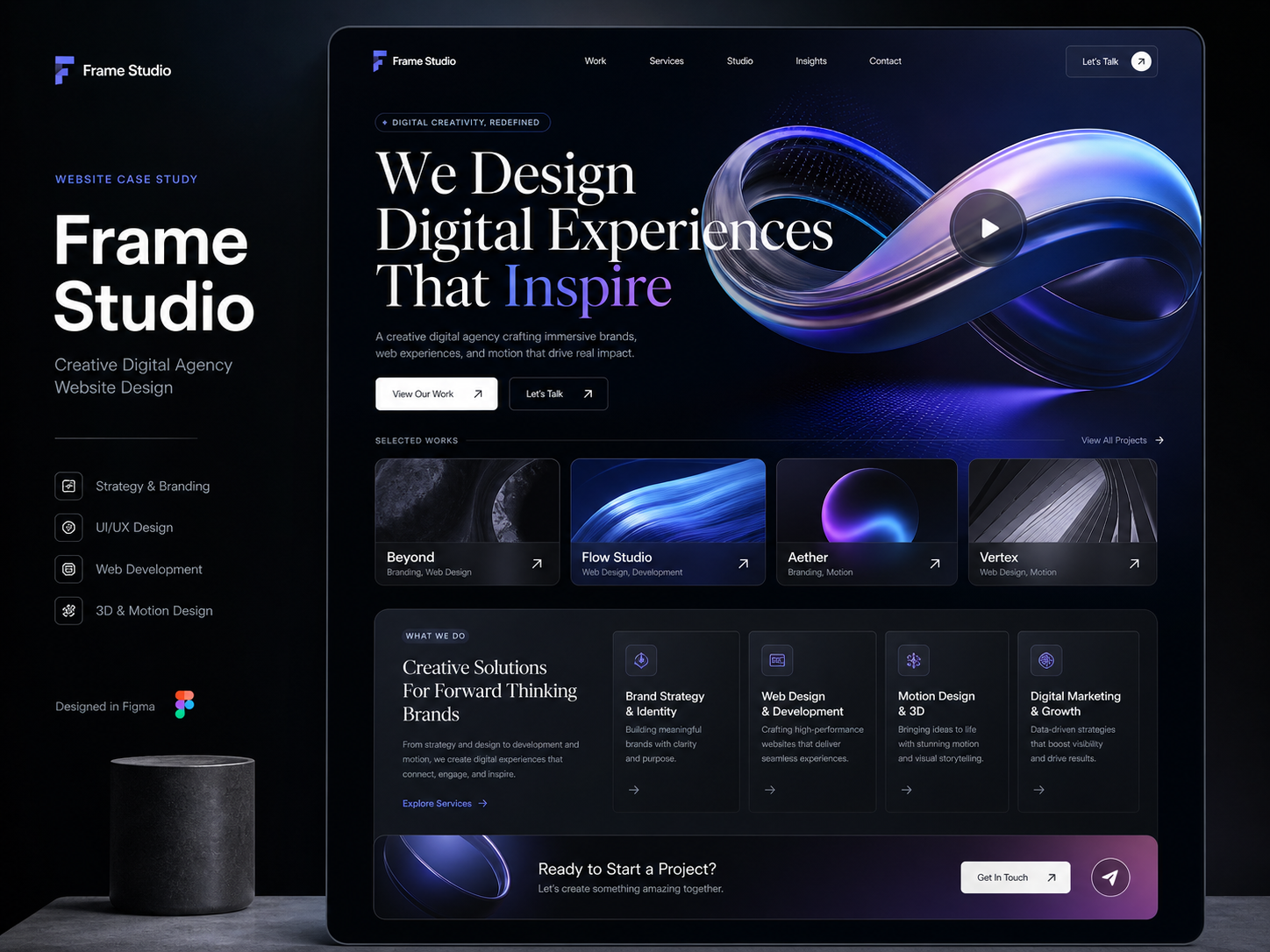 Frame Studio — дизайн сайта для креативного агентства