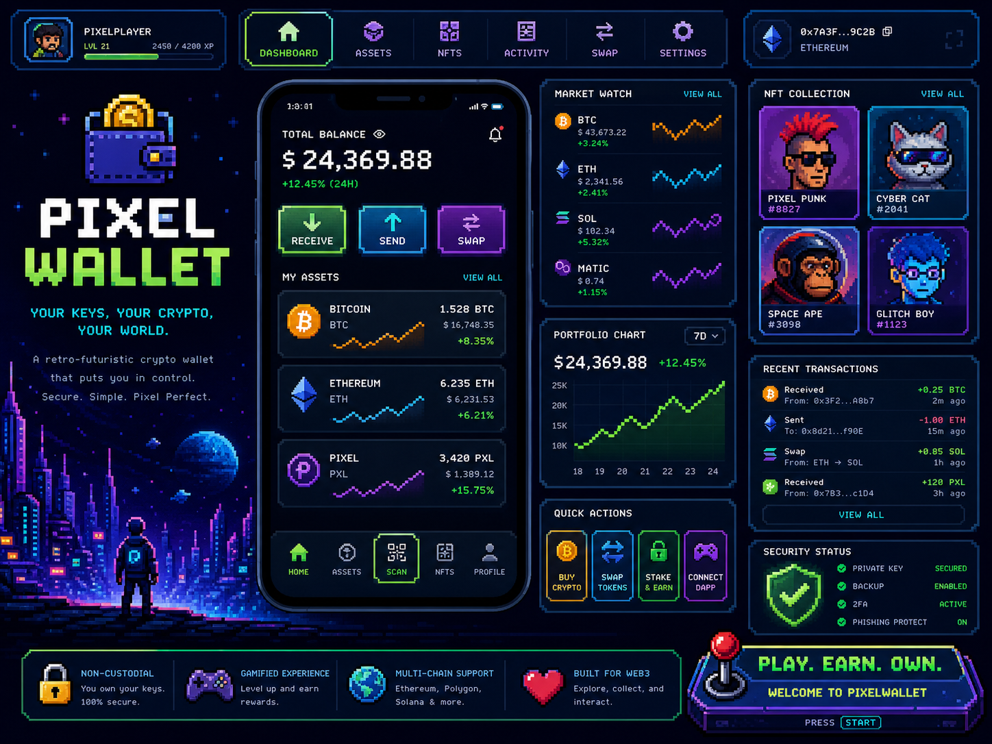 PixelWallet — криптокошелек в ретро pixel-art стиле