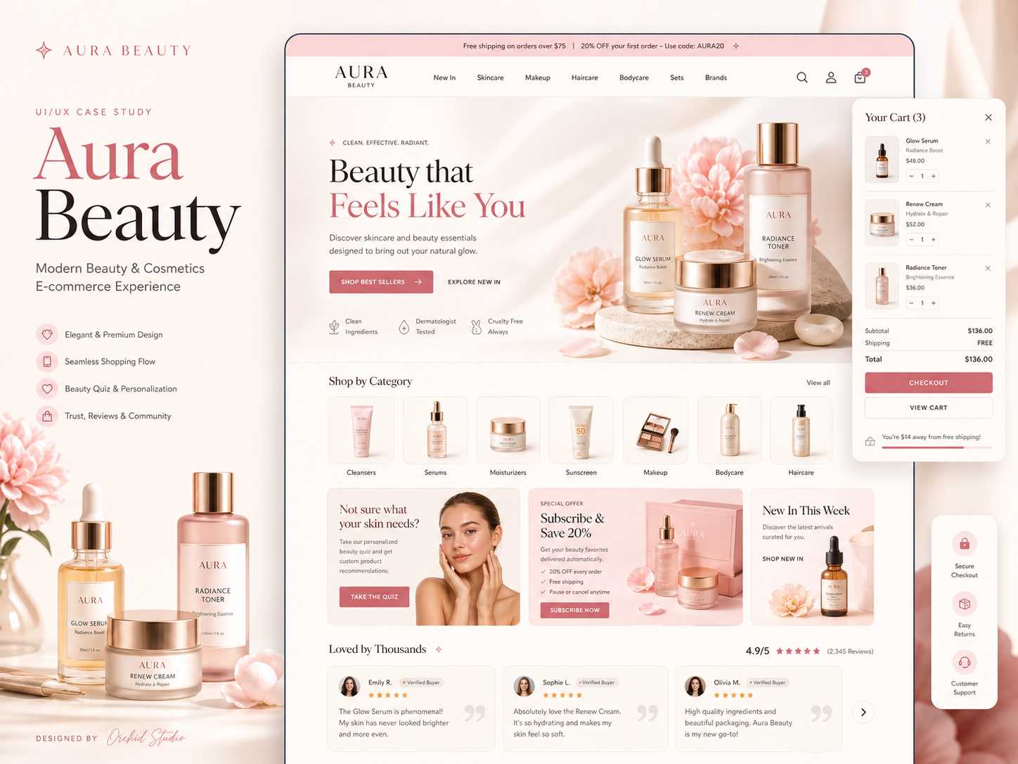 Aura Beauty — UI/UX дизайн интернет-магазина косметики и beauty-продуктов