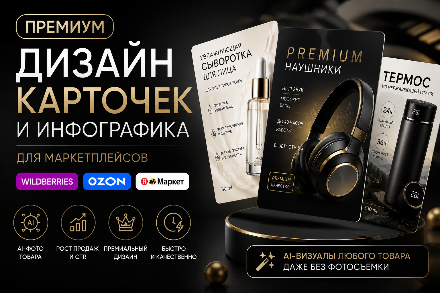 Дизайн карточек товара и инфографика для маркетплейсов