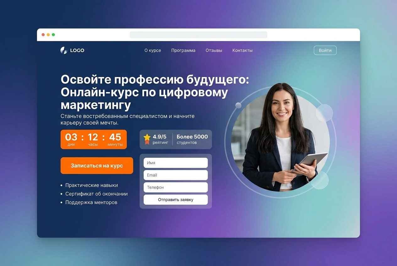 Разработка landing page для запуска онлайн-курса