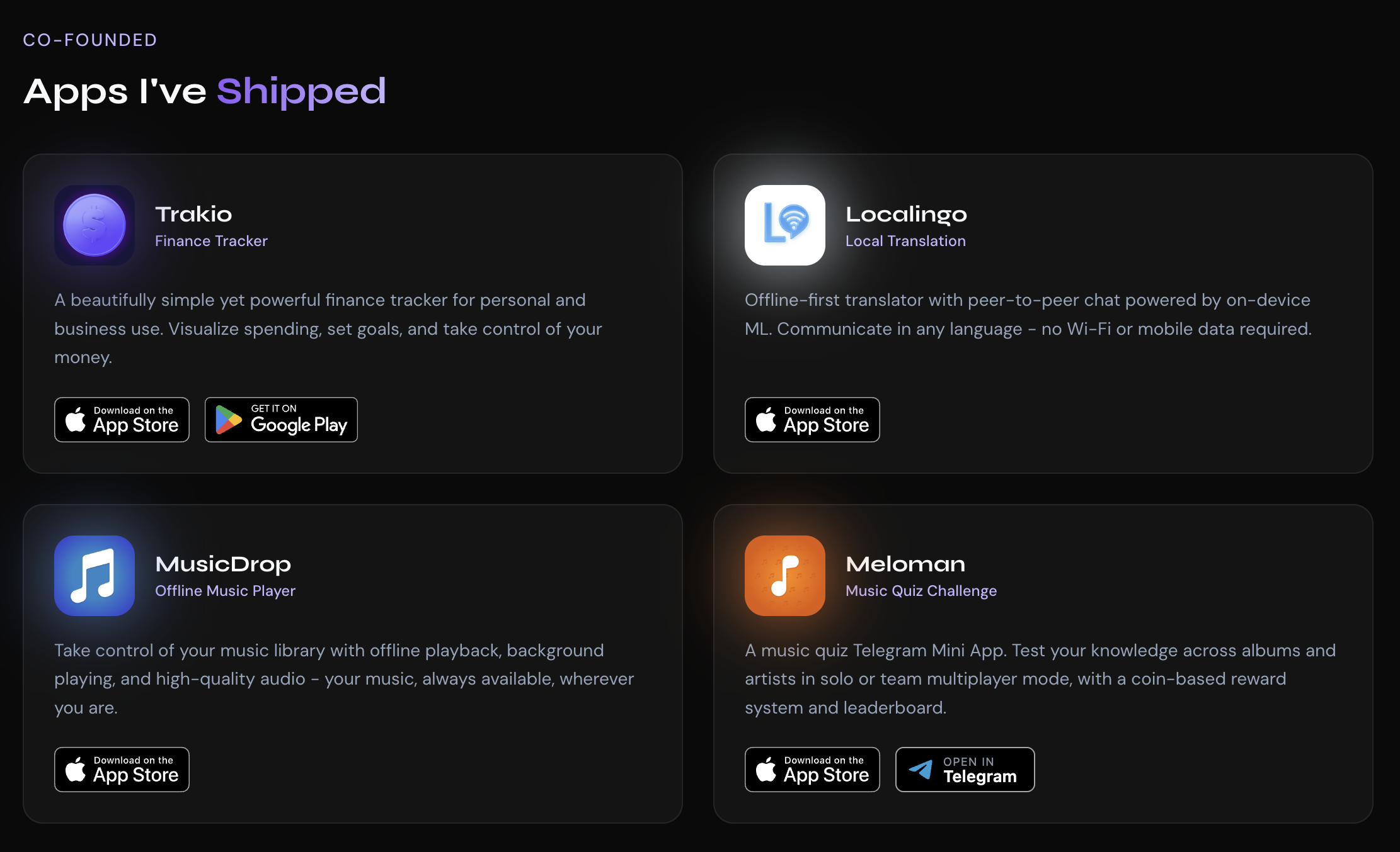 Indie Apps - Независимые мобильные приложения (Trakio, Localingo, MusicDrop, Meloman)
