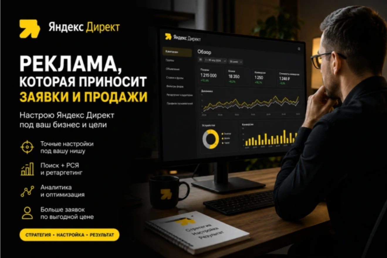 Настрою Яндекс. Директ под заявки и продажи Поиск + РСЯ