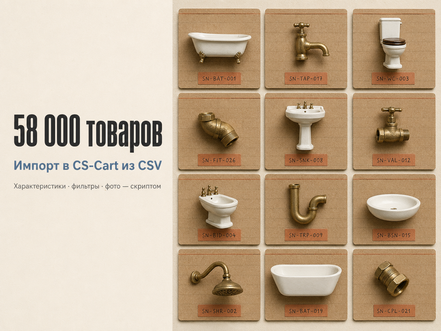 Импорт каталога 58 000 товаров в CS-Cart из CSV: характеристики, фильтры, фото — скриптом