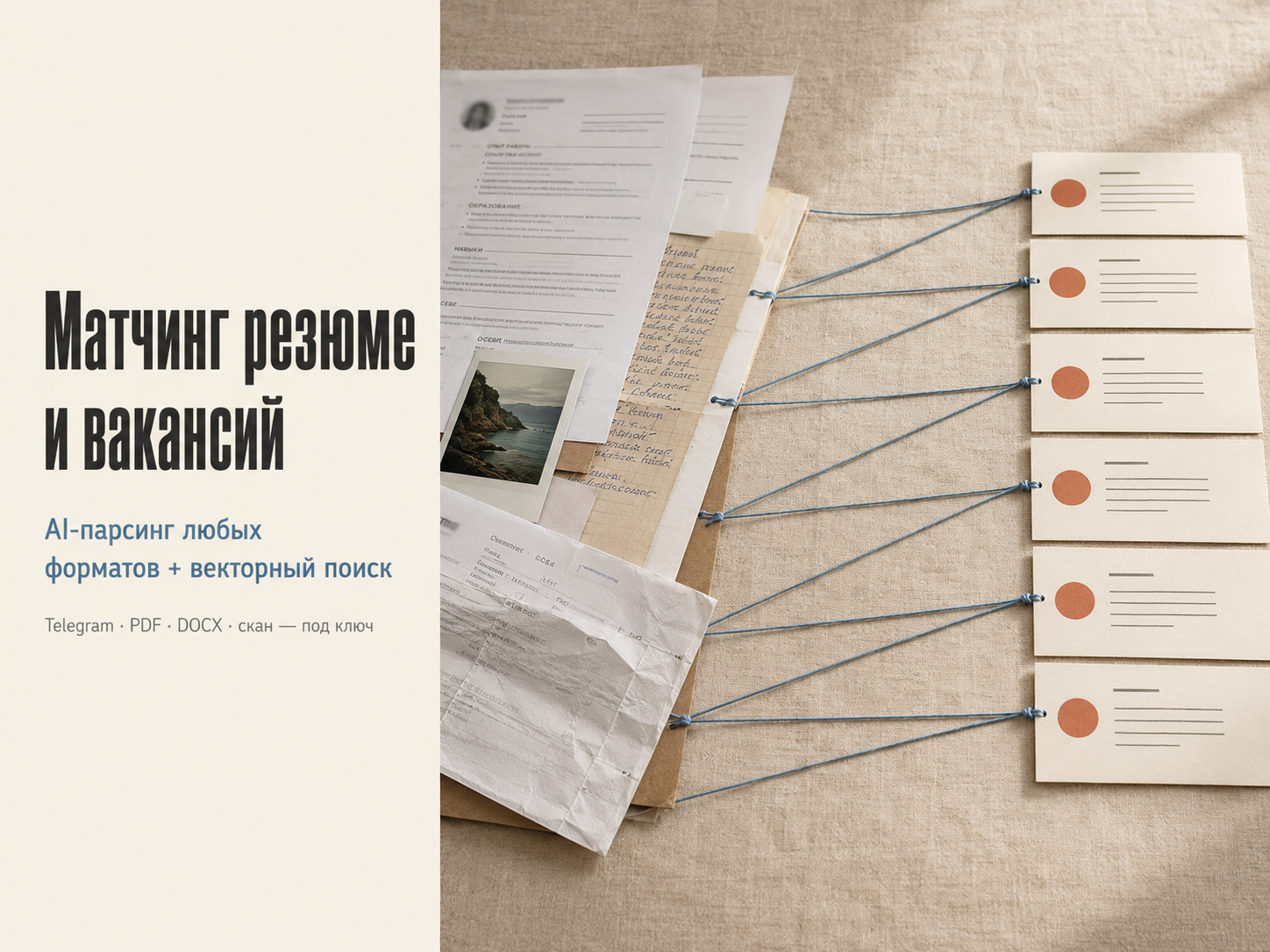 AI-система матчинга резюме и вакансий под ключ: парсинг любых форматов из Telegram + векторный поиск