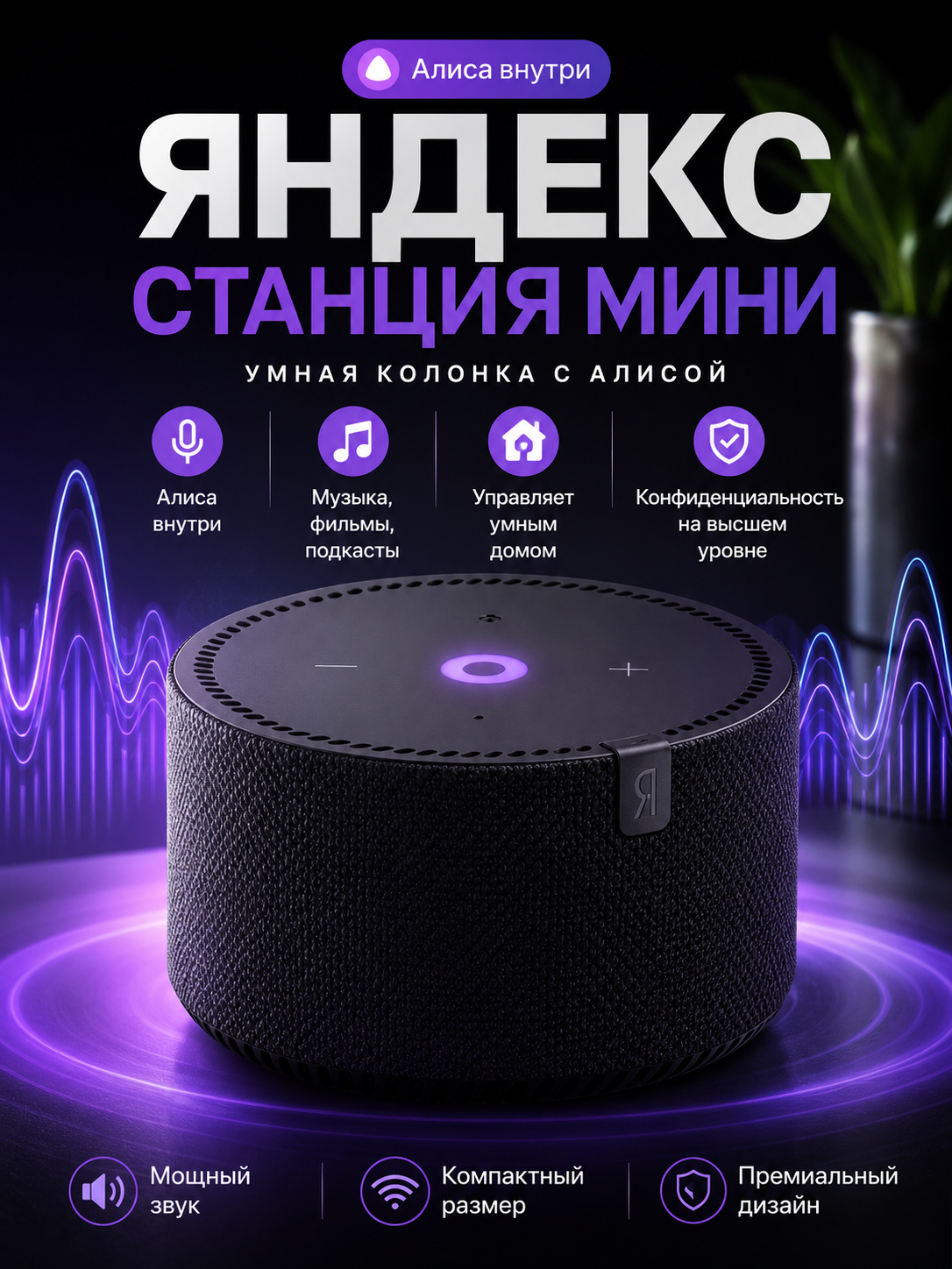 Инфографика для карточки товара «Яндекс Станция Мини»