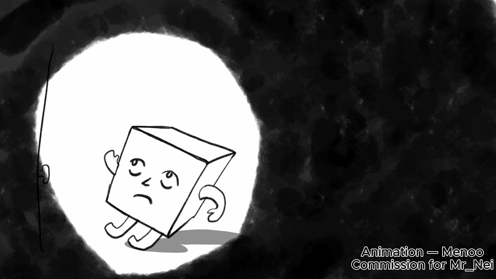 2D Animation – "Страх" (учебный проект) Короткая чёрно-белая анимация (около 1 минуты) для учебного задания.