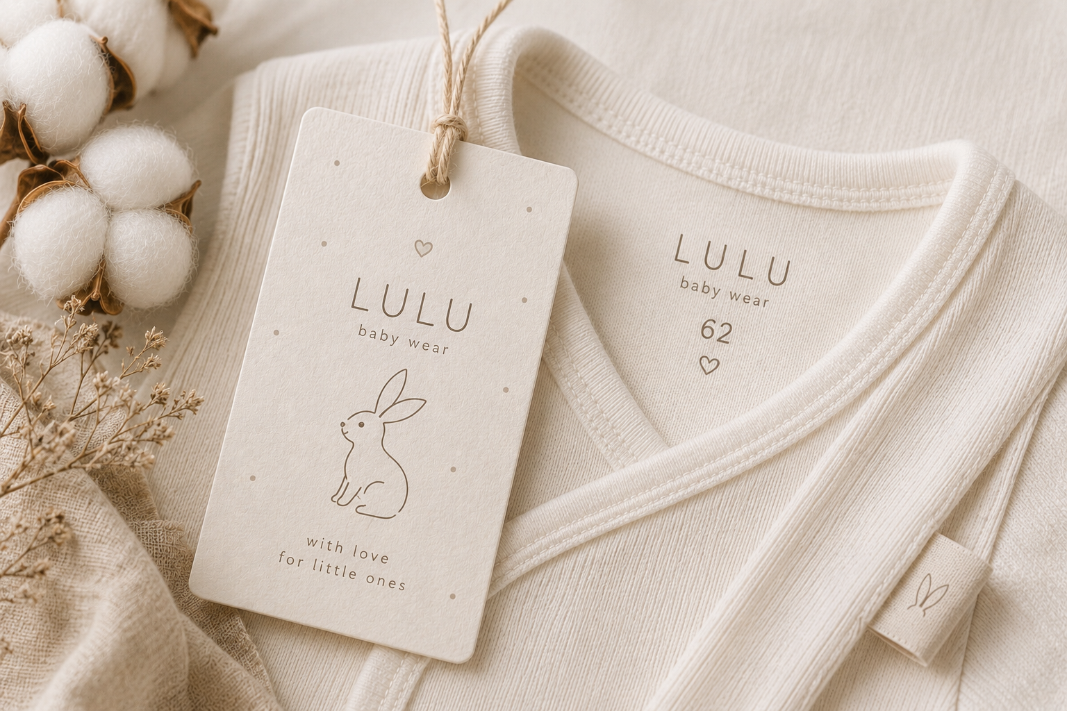 Разработка дизайна комплекта бирок для бренда детской одежды LULU