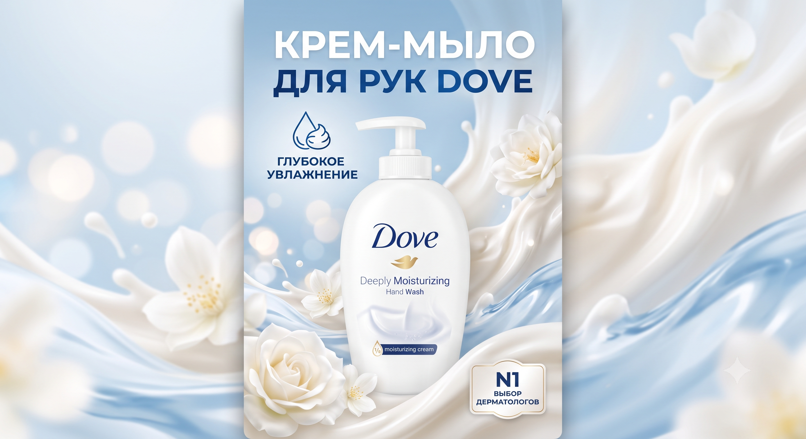 Инфографика для Wildberries: Крем-мыло Dove (Уникальные ИИ-фоны)
