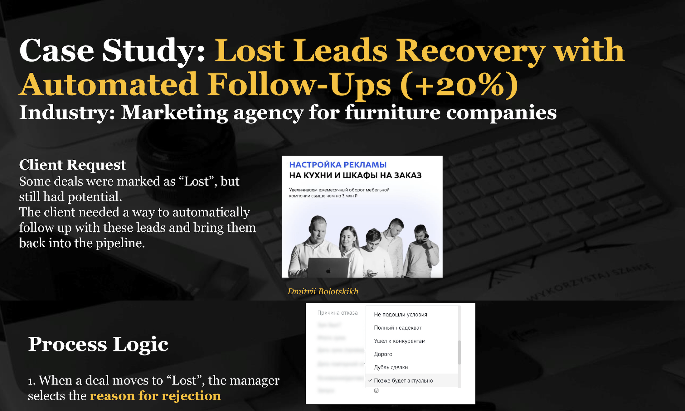 Lost Leads Recovery with Automated Follow-Ups (+20%)