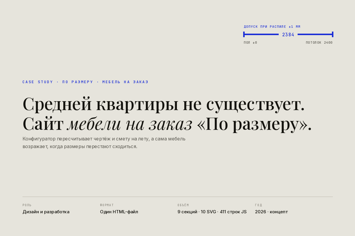 Демо-сайт мастерской корпусной мебели «По размеру»