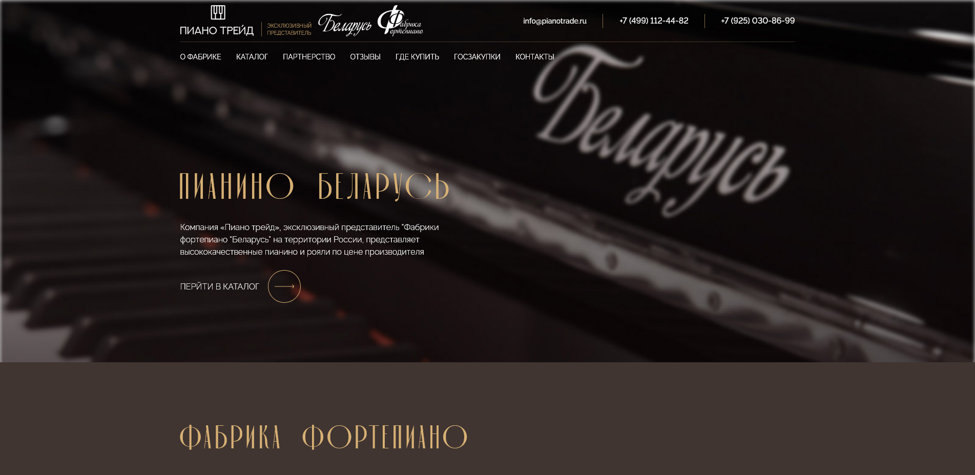 Редизайн корпоративного сайта для эксклюзивного дистрибьютора фортепиано «Пиано Трейд» на WordPress