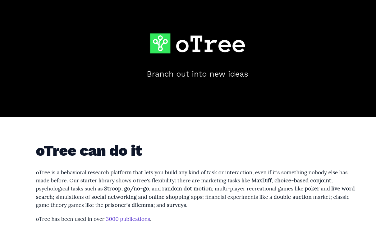 Веб-приложения для онлайн-исследований на платформе oTree