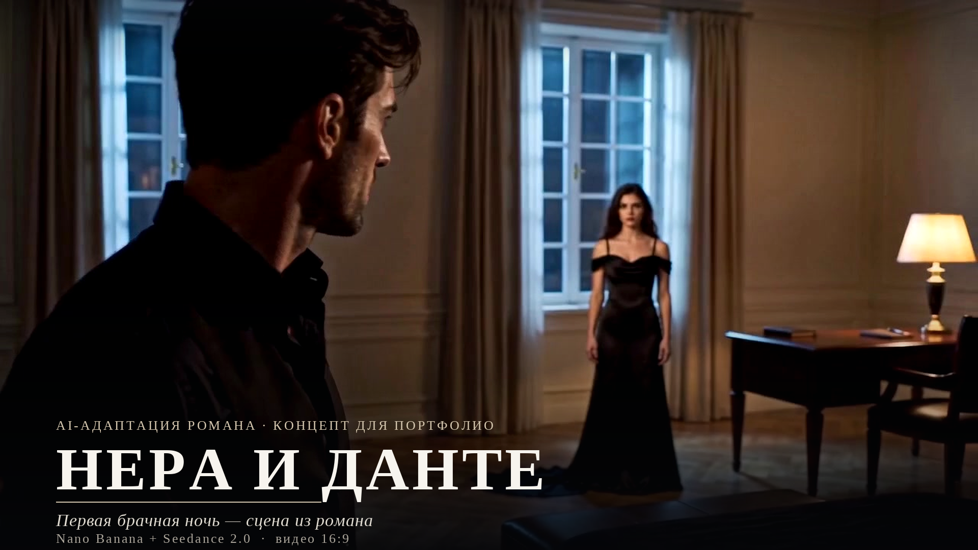 Сцена «первой брачной ночи» из романа в жанре мафия-ромэнс — собрала её как AI-видео, кадр за кадром.
