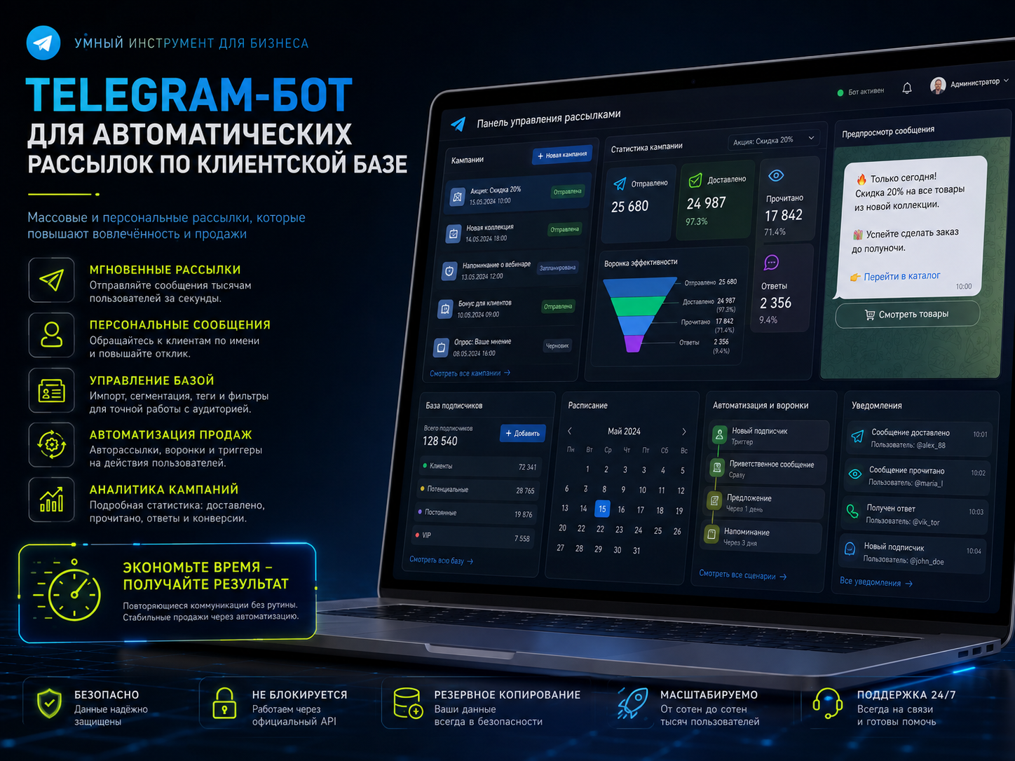 Telegram-бот для автоматических рассылок по клиентской базе