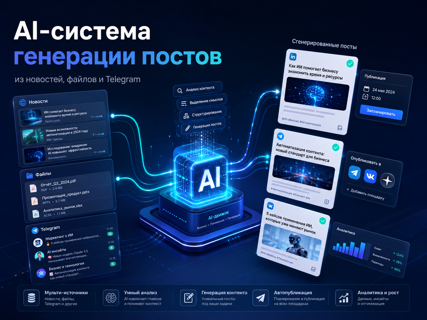 AI-система генерации постов из новостей, файлов и Telegram