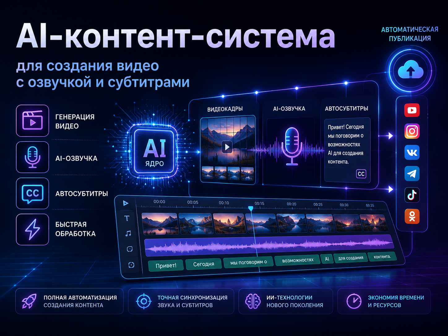 AI-контент-система для создания видео с озвучкой и субтитрами
