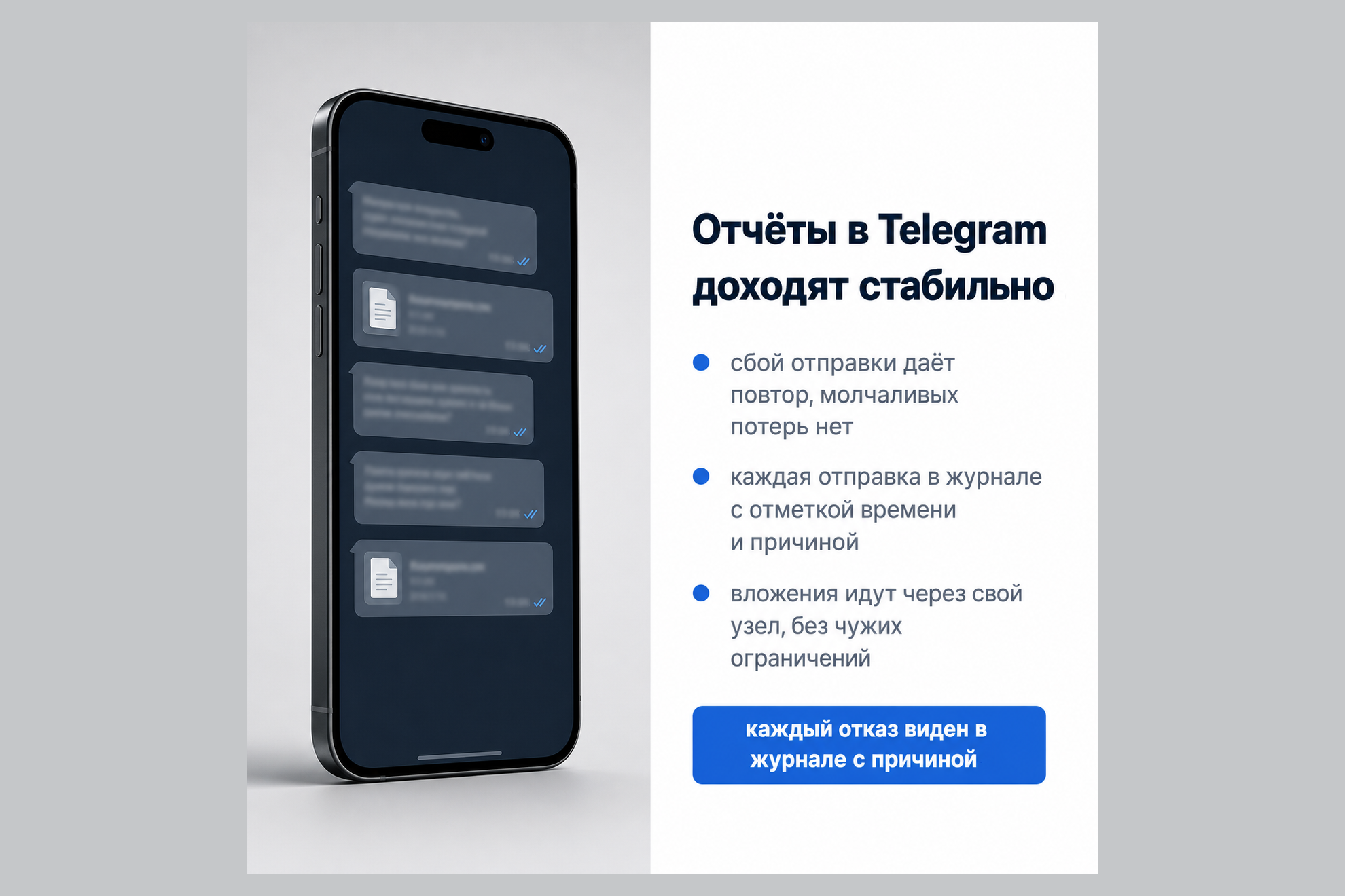 Гарантированная доставка отчётов в Telegram: очередь, повтор, журнал
