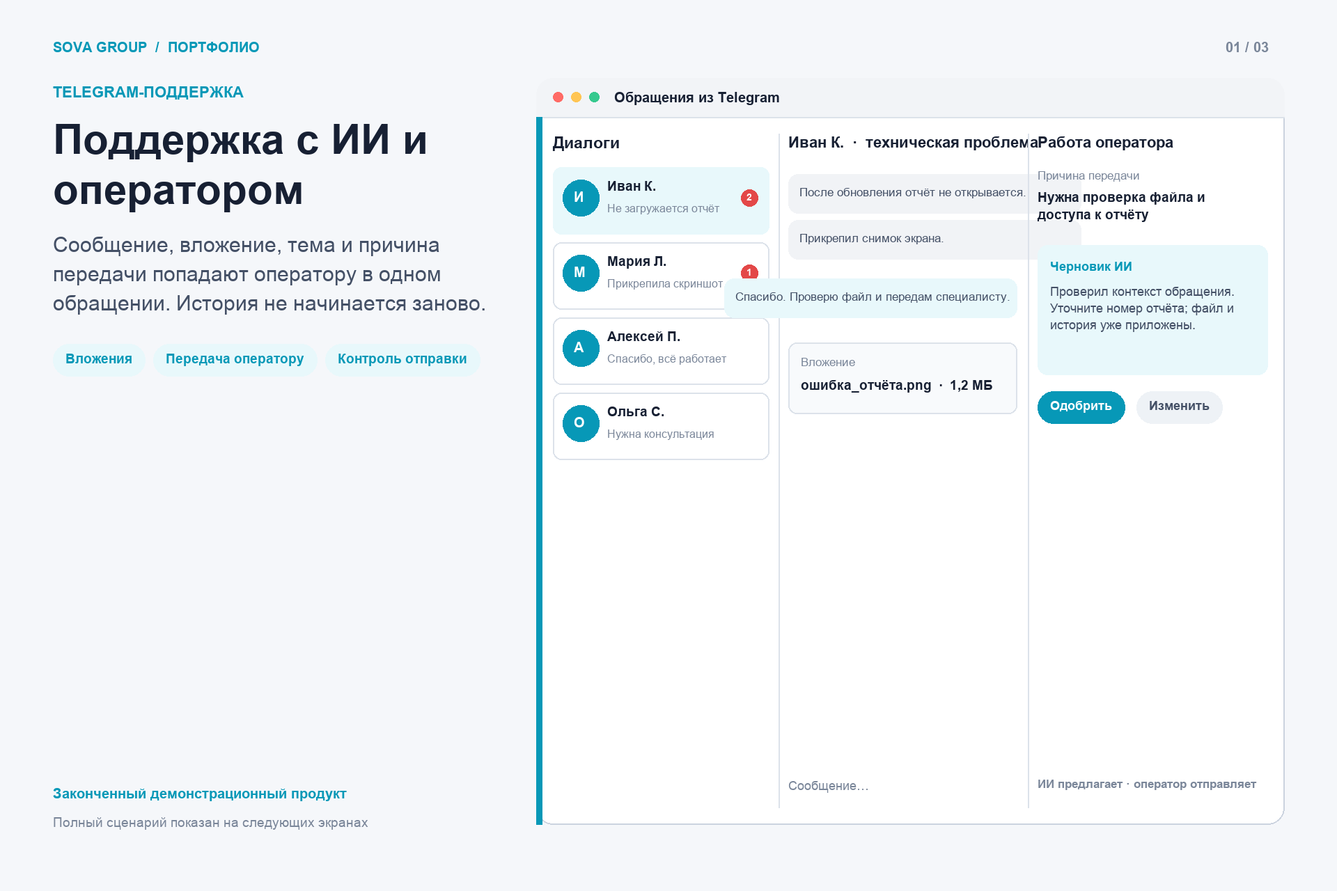 Telegram-поддержка с оператором и AI