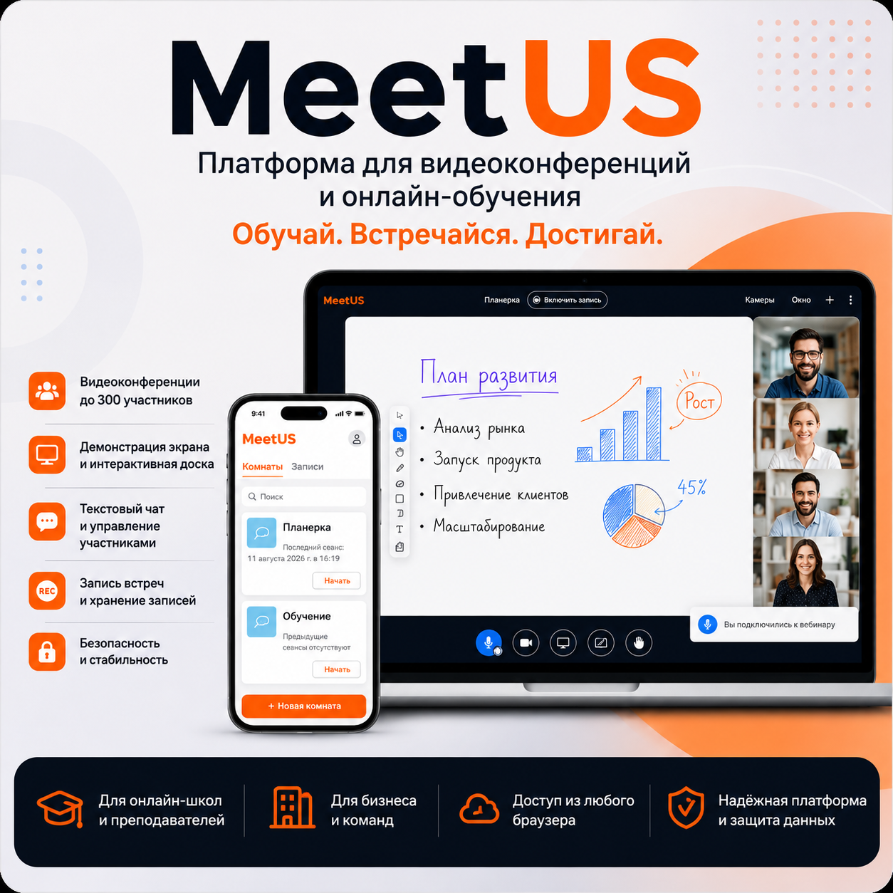 MeetUS — платформа видеоконференций и онлайн-обучения