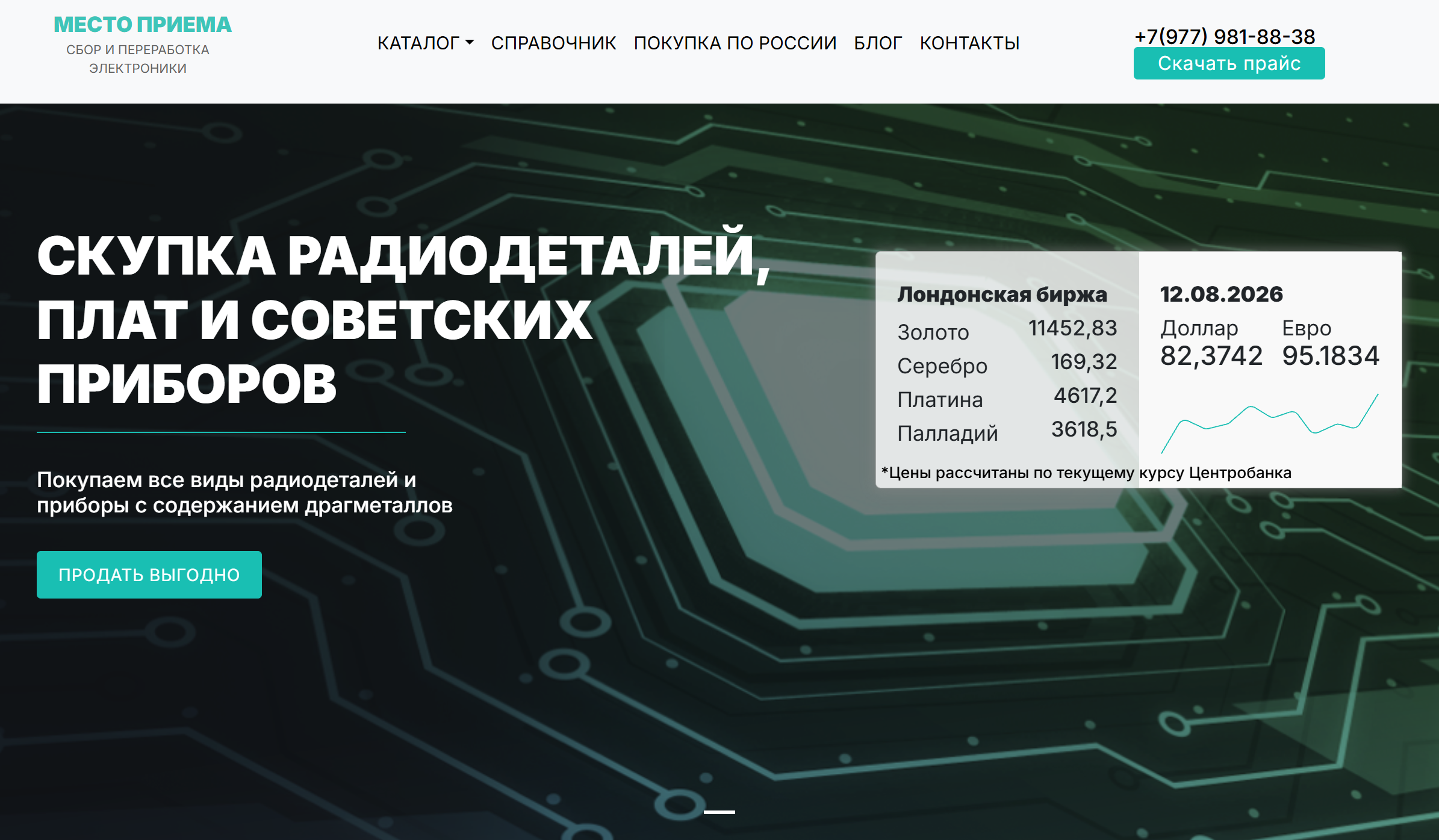 Сайт на ворпдресс, для фирмы которая занимается скупкой радиодеталей, плат и советских приборов
