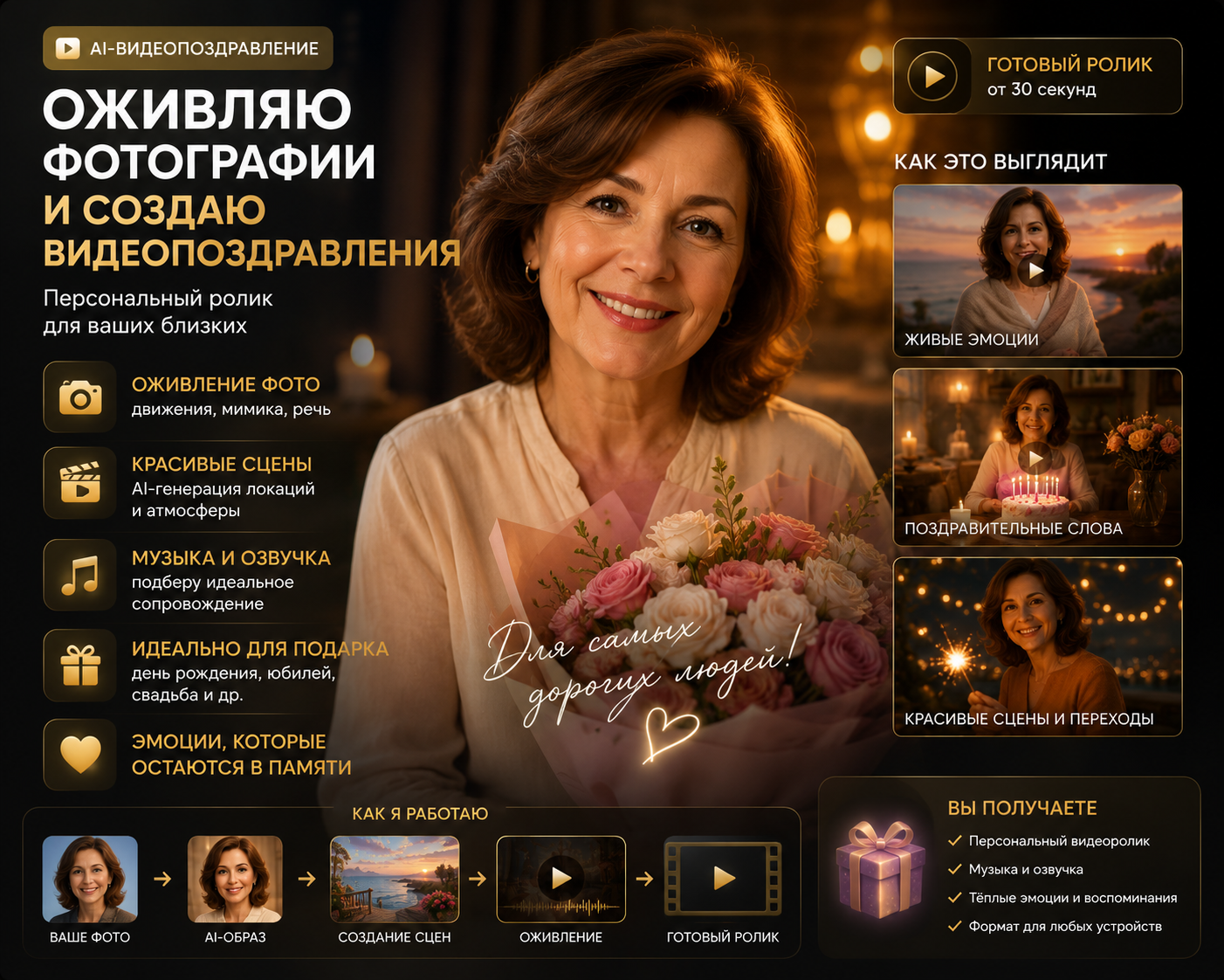 AI-видеопоздравление — оживление фотографии и персональный ролик
