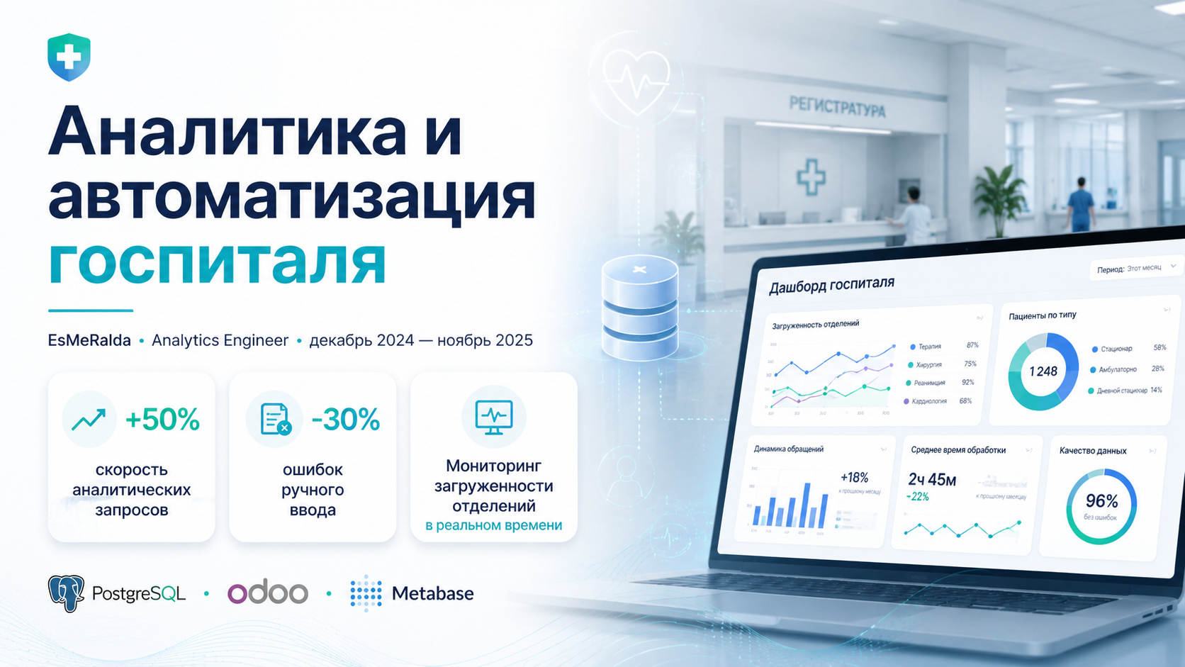Система аналитики и автоматизации операционных процессов госпиталя на PostgreSQL, Odoo и Metabase