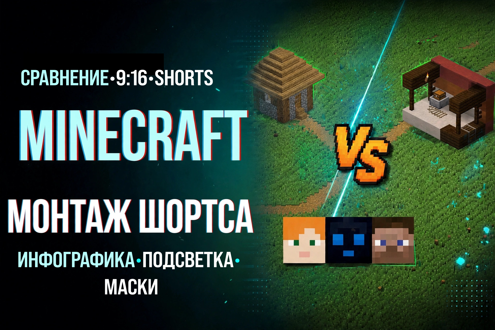 Монтаж игрового Minecraft шортса в формате СРАВНЕНИЕ