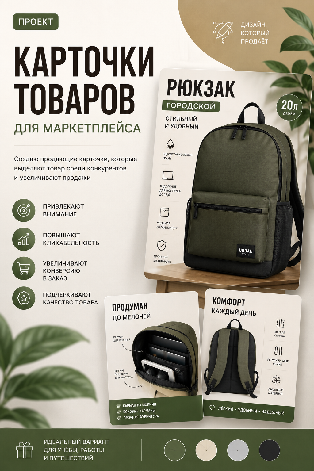 Карточки товаров для маркетплейса (Wildberries) для бренда аксессуаров