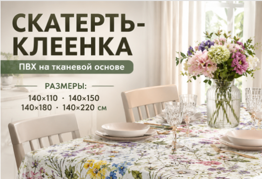 Карточка товара "Скатерть-клеёнка из ПВХ на тканевой основе"