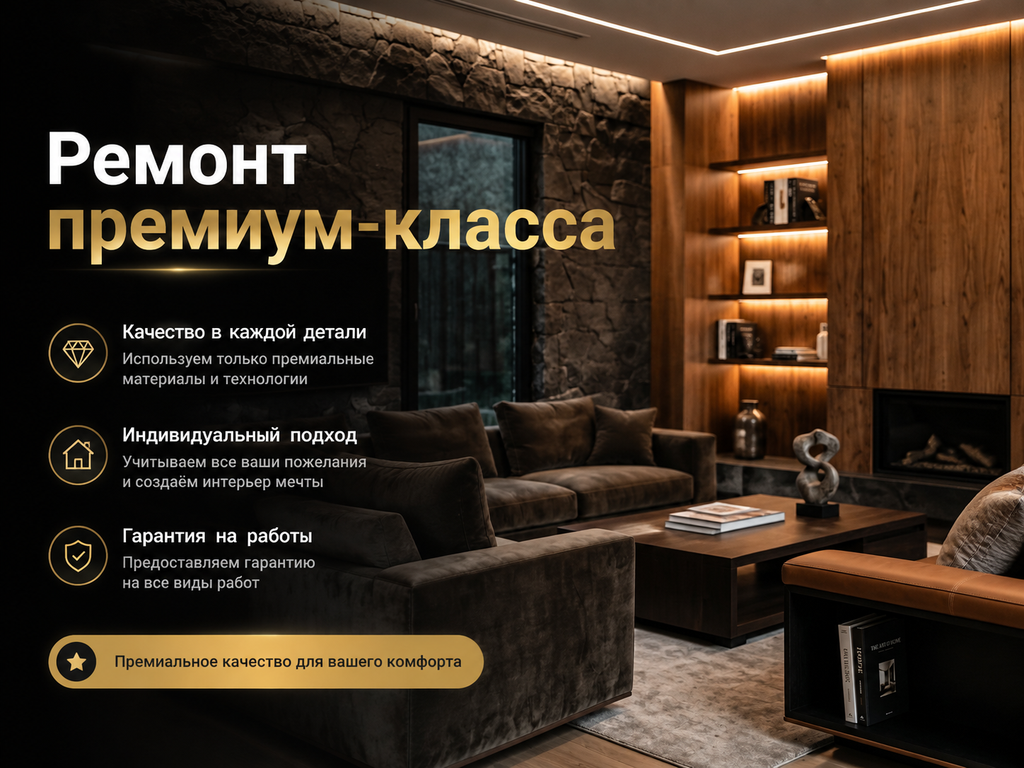 Имиджевый ролик о ремонте квартиры премиум-класса с субтитрами