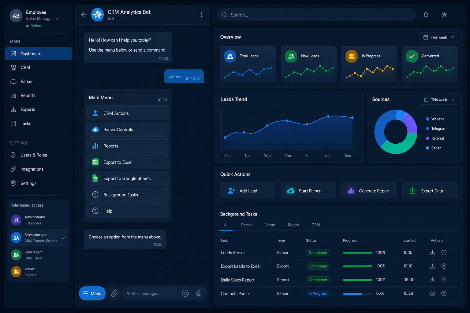 VDL CRM Analytics Bot — CRM и аналитика в Telegram