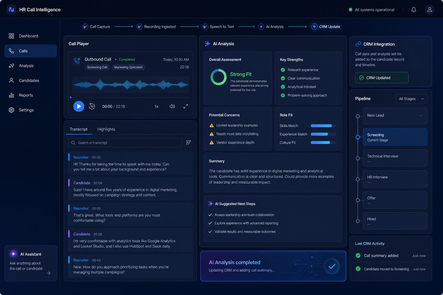 HR Call Intelligence — AI-анализ звонков для CRM